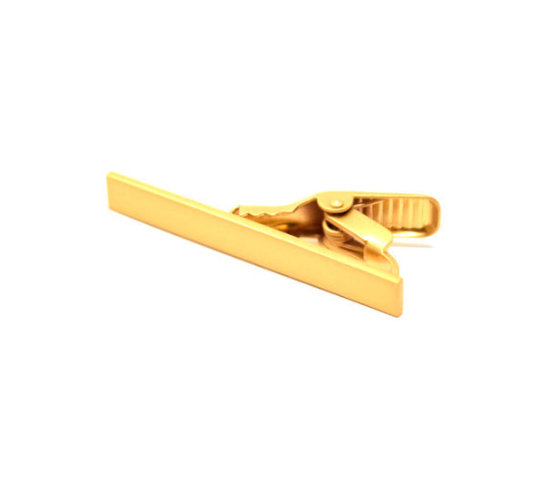 Gold matte tie clip.