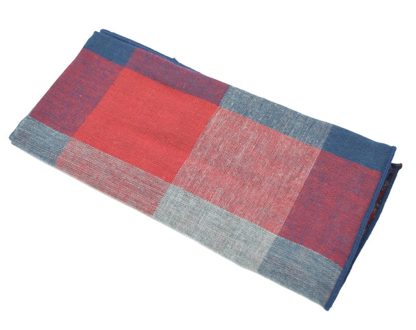 The Patriot pocket square is navy and red with a large plaid pattern.