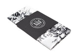Goodfella is a white pocket square with a black floral pattern.