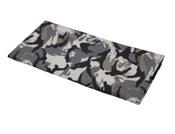 Peek-a-boo is a black and grey camo pocket square.