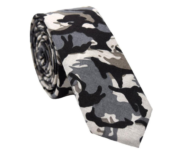 Black and grey camo skinny tie.