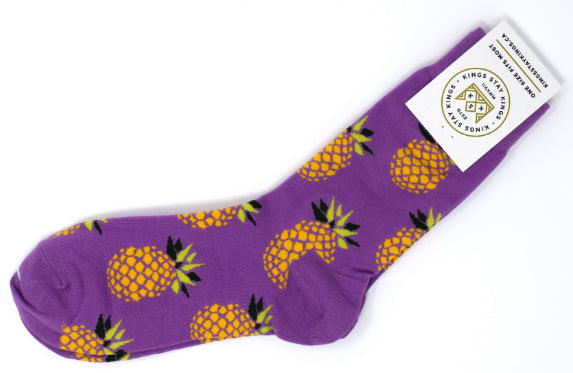 Purple sock with pineapples